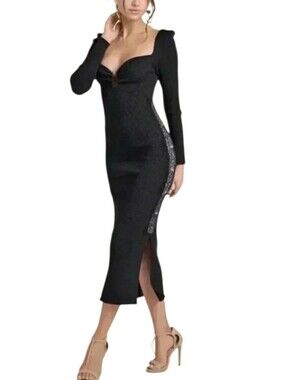VENUS Black Lace Detail Sweater Dress Size M (10/12) New